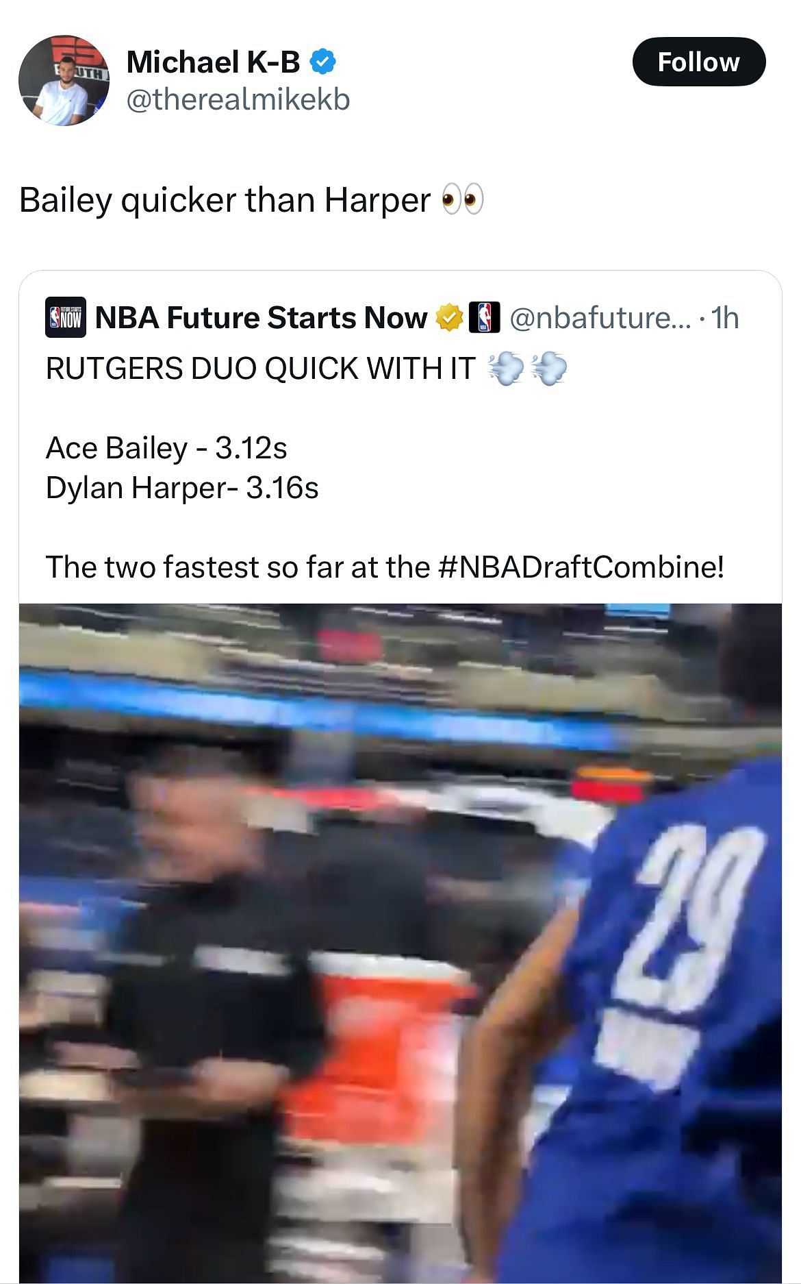 An X user points out that Bailey is faster than Harper
